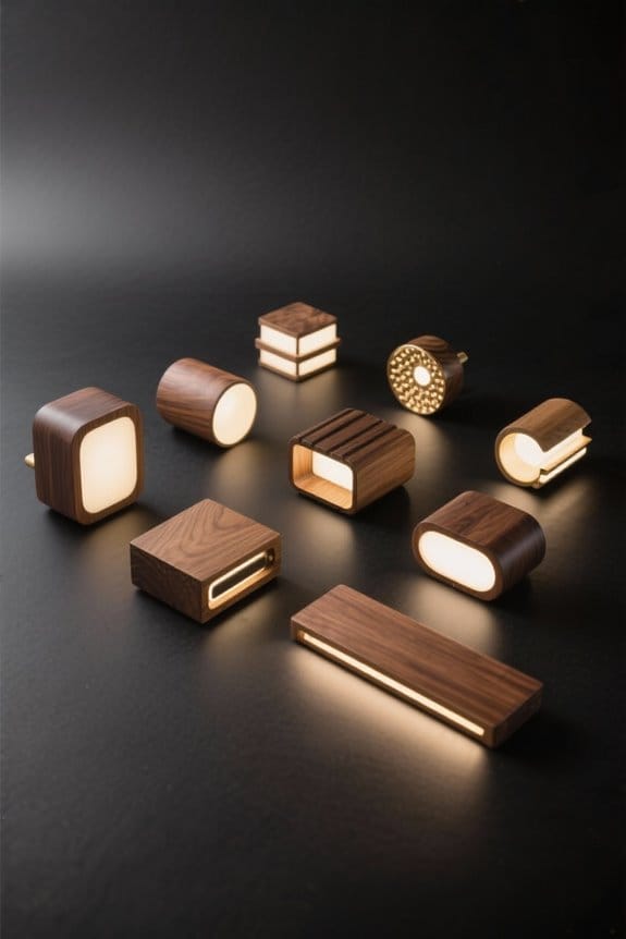 stylish wood cabinet lighting